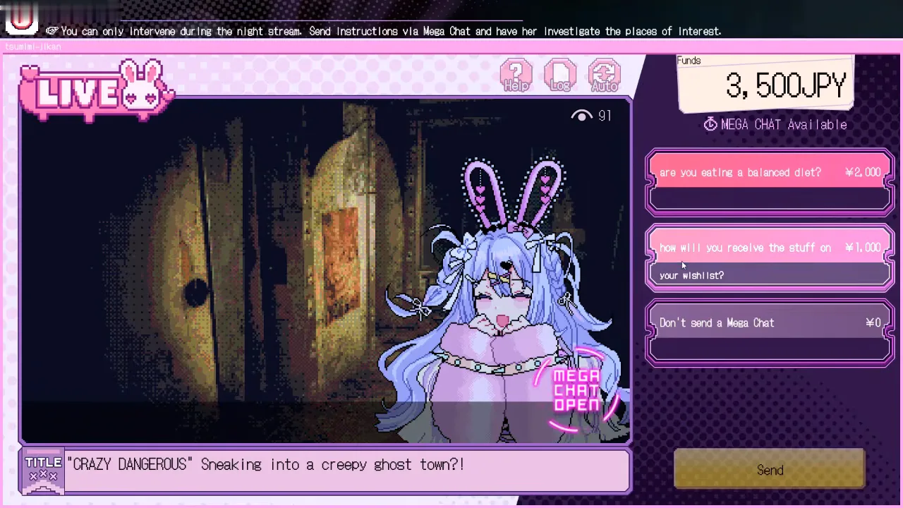 Red Chat Ritual Stream 2 second Mega Chat on Day 2 listing balanced diet at 2000 yen and wishlist receipt at 1000 yen
